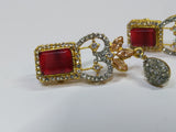 Red Bold Big sized Earrings with golden base - NATASHAHS
