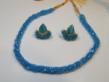 Light Blue colored crystal beads necklace & earrings set - NATASHAHS