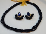 Navy Blue colored crystal beads necklace & earrings set - NATASHAHS