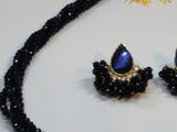 Navy Blue colored crystal beads necklace & earrings set - NATASHAHS