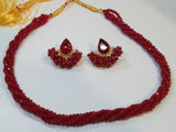 Red colored crystal beads necklace & earrings set - NATASHAHS