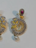 Baubles & Bells Earrings with pink stones & zircons - NATASHAHS