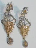 Inverted feather style champagne stones earrings - NATASHAHS