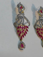 Inverted feather style pink stones earrings - NATASHAHS