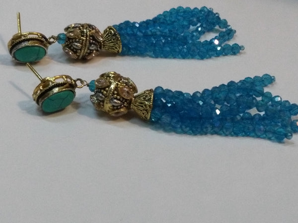 Jelly Fish Style Sky Blue colored layered handing bead strands - NATASHAHS