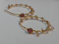 Hoop earrings with Pink semi-precious stones - NATASHAHS