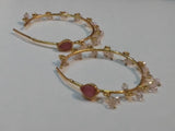 Hoop earrings with Pink semi-precious stones - NATASHAHS