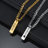 Personalized Engrave Name Square Pendant Necklace Bracelet Stainless Steel Custom Date Text ID Bar Choker Jewelry
