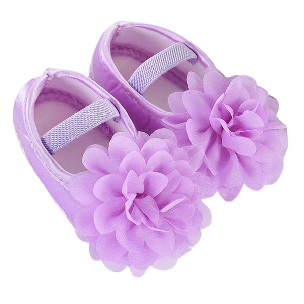 Toddler Kid Baby Girl Chiffon Flower Solid Elastic Band Newborn Walking Shoes Anti-slip Design Comfortable 20190319