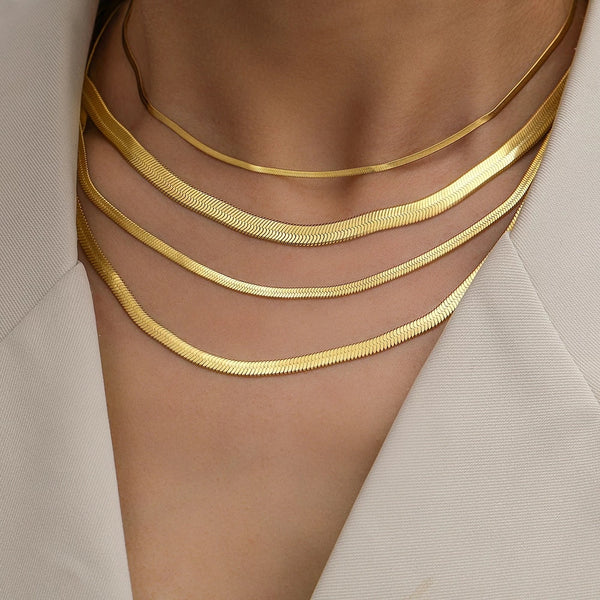 Waterproof Filmy Snake UNISEX Chain Herringbone Choker Men Necklace For Women Jewelry Gift