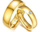 Classic Wedding Rings for Women Men Gold Color Stainless Steel Couple Band Anniversary Personalized Name Lovers Gift