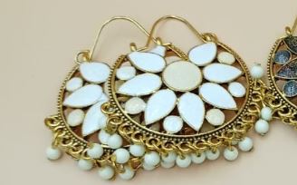 Metallic flower design Earrings - NATASHAHS