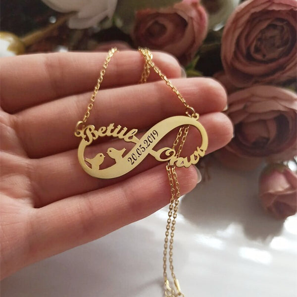 Wedding Romantic Eternal Infinity Names Necklace For Women Men Custom Nameplate Wedding Date Necklace Best Gifts