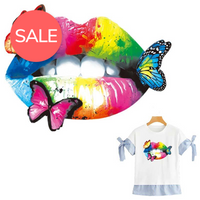 Butterfly Lips Thermal Patches Heat Stickers Thermal Press Hoodies Tops A-Level Washable Vinyl DIY Heat Transfer Girl T-Shirt - NATASHAHS