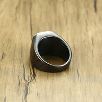 Big Stone Ring for Men Black Gold Tone Stainless Steel - NATASHAHS