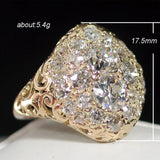 Luxury White Zircon Gold Color Rings Female Round Rhinestone Inlay Ring For Bridal Engagement Jewelry - NATASHAHS