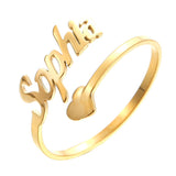 Adjustable Custom Ring Personalized Letter Heart Name Rings Stainless Steel - NATASHAHS