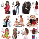 Fashion Lady Thermo Transfer Sticker On Clothes Vogue Girl Iron On Patches For Clothing DIY Washable T-shirt Clothes Sticker Set - NATASHAHS