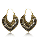 Vintage Gold Silver Color Heart Earrings For Women Alloy Brincos Earings Oorbellen Hoop Earrings Pendientes Bohemia 5036 - NATASHAHS