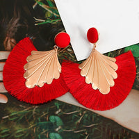 Fashion Bohemian Big Tassel Dangle Drop Earrings for Women Statement Wedding Red Fringe Female Earrings - NATASHAHS