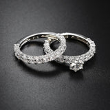 Natashahs Crystal Female Zircon Wedding Ring Set New Fashion Silver color Bridal Ring Jewelry Love Engagement Party Rings For Women - NATASHAHS