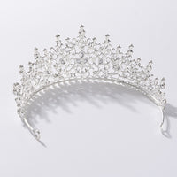 Baroque Silver Color Crystal Flower Bridal Tiaras Crown Rhinestone Pageant Diadem Bride Headband Wedding Hair Accessories Bijoux - NATASHAHS