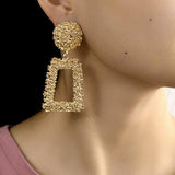 Natashahs Punk Fashion Statement Geometric Gold Big Drop Earrings for Women Vintage Hanging Dangle Earring Modern Jewelry - NATASHAHS