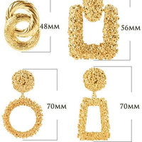 Natashahs Punk Fashion Statement Geometric Gold Big Drop Earrings for Women Vintage Hanging Dangle Earring Modern Jewelry - NATASHAHS