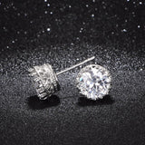 Natashahs Stud Earrings For Women Solid S925 Silver Cubic Zirconia Brincos Bridal Wedding Engagement Fine Jewelry E001 - NATASHAHS