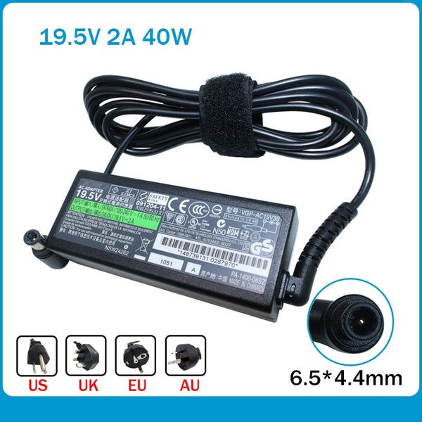 19.5V 2A 40W AC Laptop Adapter Charger Power Supply For Sony VGP-AC19V39 VGP-AC19V40 VGP-AC19V47 VGP-AC19V57AC19V57 PA-1400-06SN