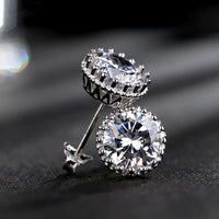 Natashahs Stud Earrings For Women Solid S925 Silver Cubic Zirconia Brincos Bridal Wedding Engagement Fine Jewelry E001 - NATASHAHS