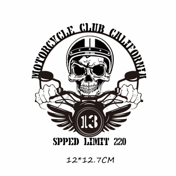 Biker Patch Iron-on Transfers for Clothing Thermoadhesive Patches on Clothes DIY Skull Stickers Motorcycle Applique Stripes Punk - NATASHAHS