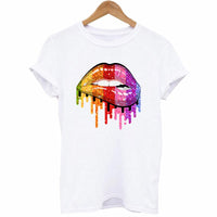 Lips Patches Rainbow Lips Thermal Sticker Iron On Transfers Fashion Girl DIY T-Shirt Tops Patch Heat Transfer Stickers Appliqued - NATASHAHS