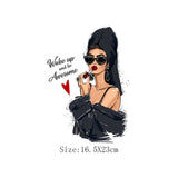 Fashion Lady Thermo Transfer Sticker On Clothes Russian Girl Iron On Patches For T-Shirt Jacket DIY Washable Heat Transfer Patch - NATASHAHS