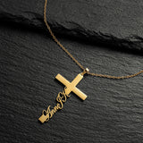 Personalized Name Necklaces in a Cross For Women Men Gold Silver Chain Lovers