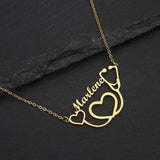 Personalized Two Names Necklace with a underlined heart For Women Men Gold Silver Chain Lovers