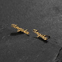 Fashion Stainless Steel Customize Name Stud Earrings Women Girls Jewelry Titanium Gold Color Letter Earring
