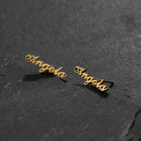 Fashion Stainless Steel Customize Name Stud Earrings Women Girls Jewelry Titanium Gold Color Letter Earring