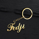Customized Personalized Name Pendant Keychain Custom Lovers Name Text Key Chain Stainless Steel Jewelry for Women Men Keyring