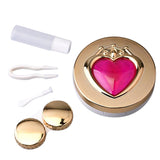Luxury Contact Lens Box Heart With Mirror Travel Portable Case Storage Container For Women Girls