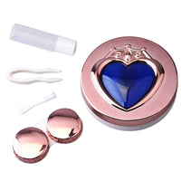 Luxury Contact Lens Box Heart With Mirror Travel Portable Case Storage Container For Women Girls